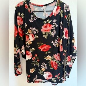 MOA USA Black Floral Blouse